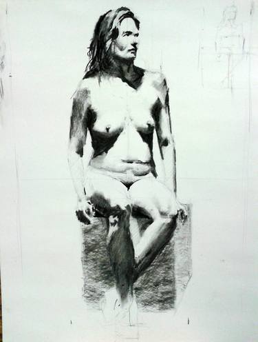 Original Realism Nude Drawings by Guido Mauas