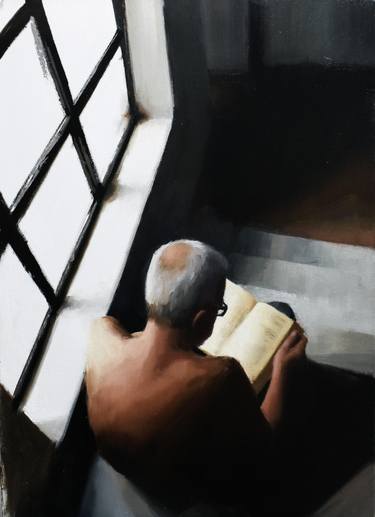 My Father Reading on Stairs thumb