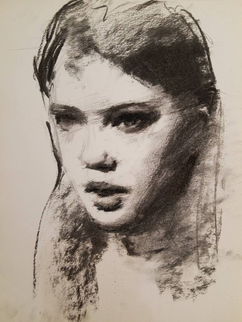 Face in the sun (sketch) Drawing by Guido Mauas | Saatchi Art