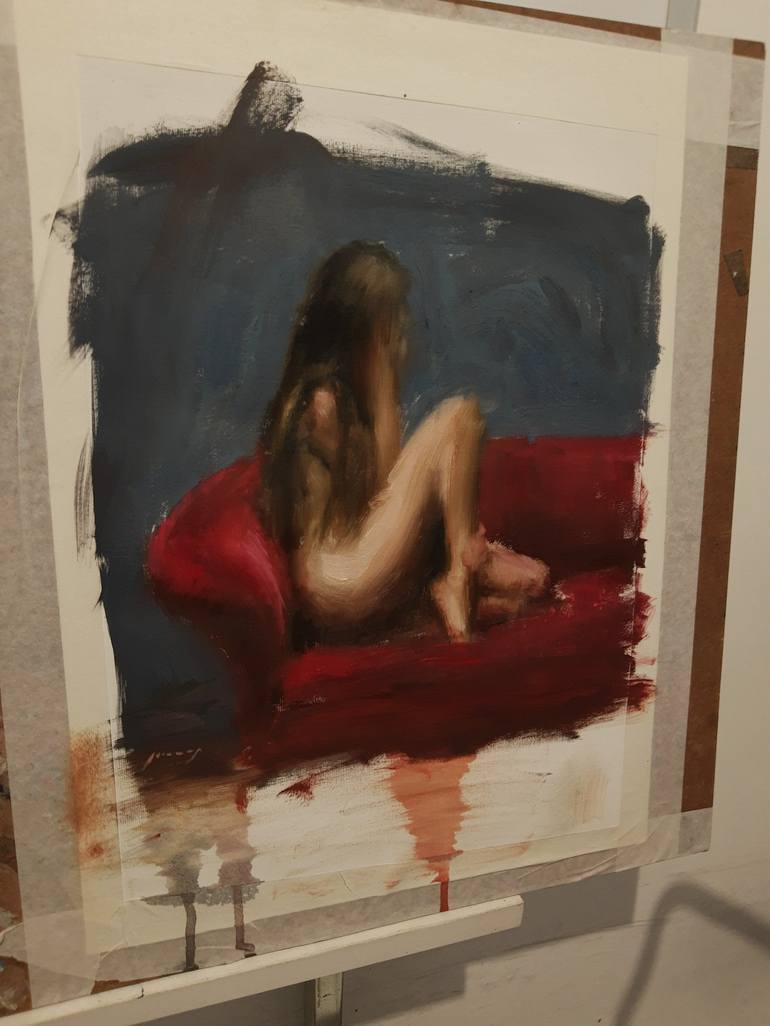 Original Fine Art Nude Painting by Guido Mauas