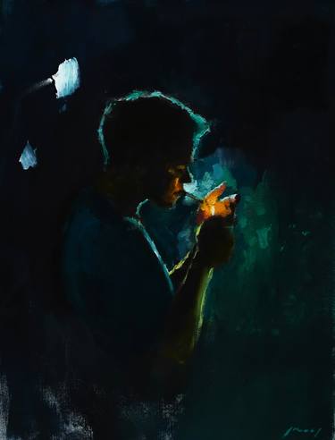 Color Study for a Boy Lighting a Cigarette thumb