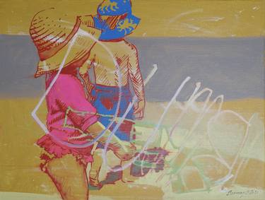 Original Figurative Beach Paintings by Amy Bernays