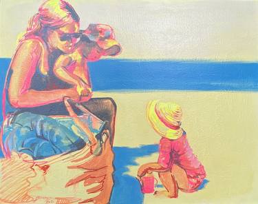 Original Figurative Beach Paintings by Amy Bernays