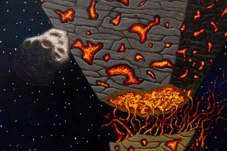 Original Surrealism Outer Space Painting by Andrzej Ratajczyk