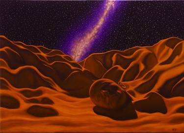 Original Surrealism Outer Space Painting by Andrzej Ratajczyk