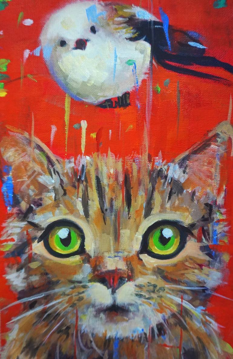 Original Contemporary Cats Painting by Amaya Fernández Fariza