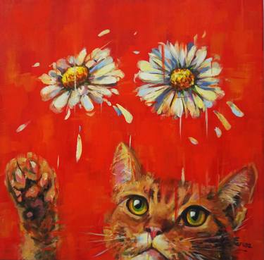 Original Color Field Painting Cats Paintings by Amaya Fernández Fariza
