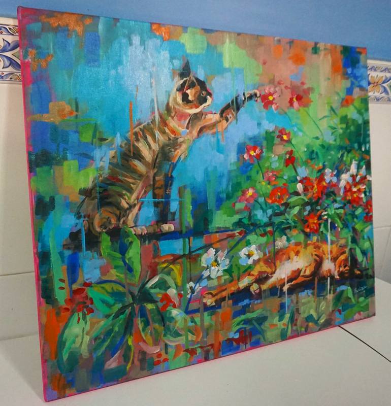 Original Contemporary Cats Painting by Amaya Fernández Fariza