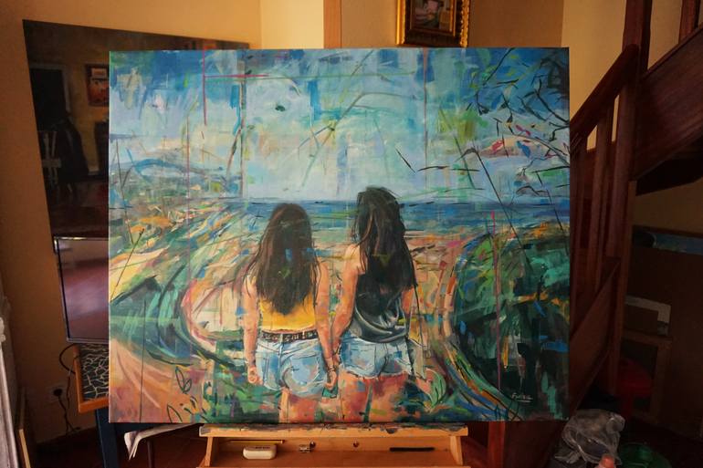 Original Impressionism Women Painting by Amaya Fernández Fariza