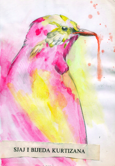 Robin Redbreast Bird, Watercolor Collage thumb