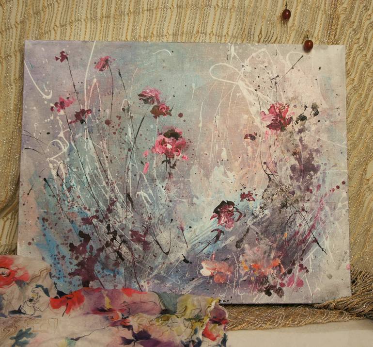 Original Abstract Floral Painting by Natalia Pevzner