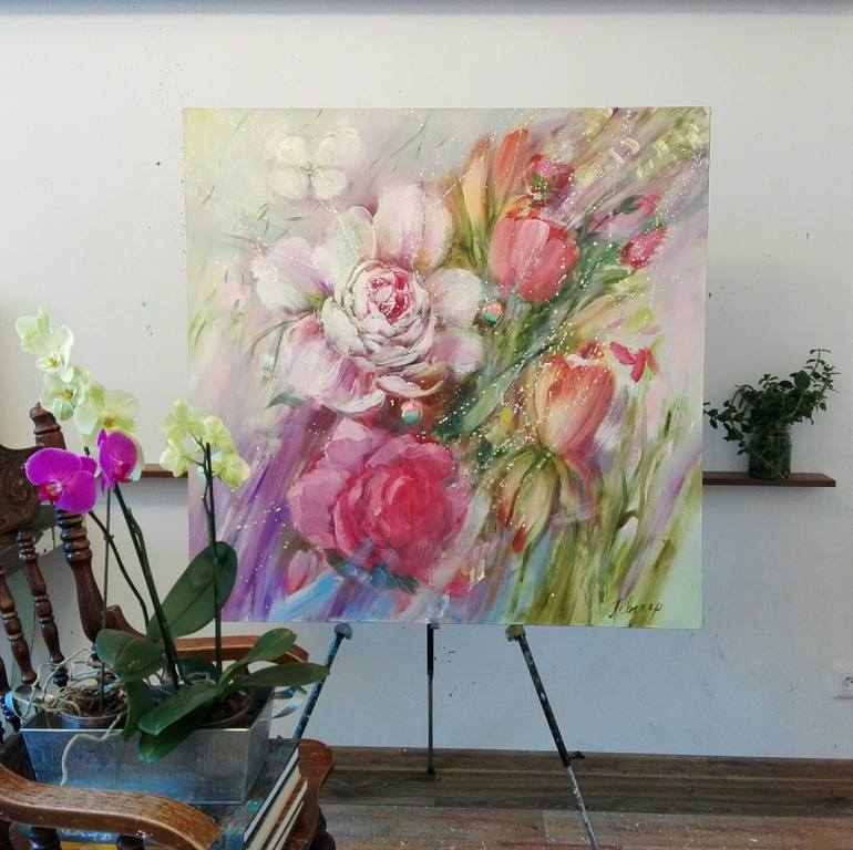 Original Realism Floral Painting by Natalia Pevzner