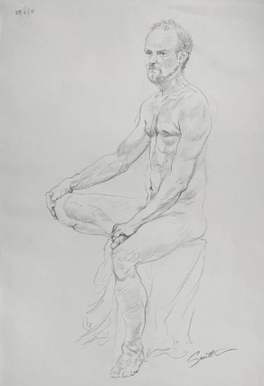 Male nude, seated thumb