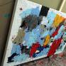 Informalism Extra Large Painting White Blue Red