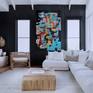 Informalism Extra Large Painting Yellow Blue Black