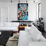 Informalism Extra Large Painting Yellow Blue Black