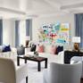 Informalism Extra Large Painting Yellow Blue White
