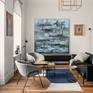 Textured abstract Extra Large Painting Blue Black