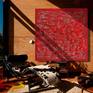 Informalism Extra Large Painting Grey Red