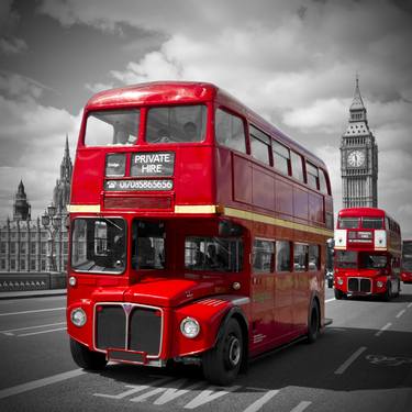 LONDON Rote Busse & Westminster Bridge thumb