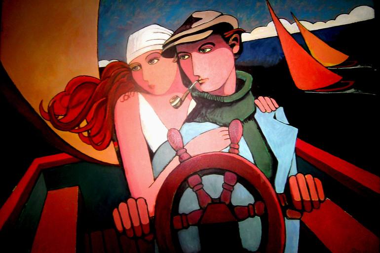 Vintage 1920s; sailing home Painting by Alan Rauch | Saatchi Art