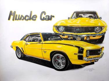 Original Photorealism Car Drawings by Nicky Chiarello