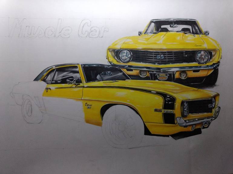 Original Photorealism Car Drawing by Nicky Chiarello