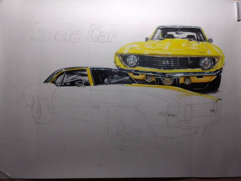 Original Photorealism Car Drawing by Nicky Chiarello