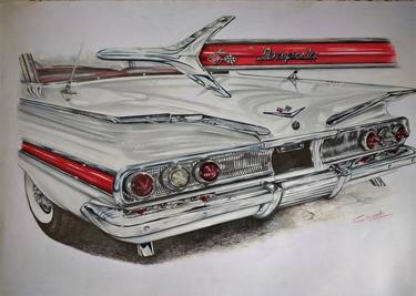 Original Fine Art Automobile Drawings by Nicky Chiarello