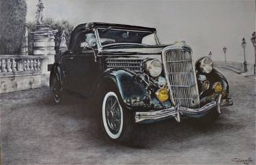 Original Fine Art Automobile Drawings by Nicky Chiarello
