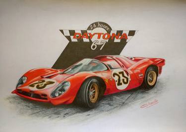 Original Fine Art Automobile Drawings by Nicky Chiarello