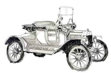 Original Fine Art Automobile Drawings by Ken Vrana