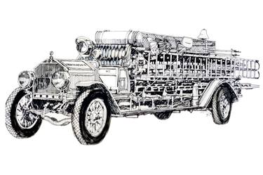 Print of Fine Art Automobile Drawings by Ken Vrana