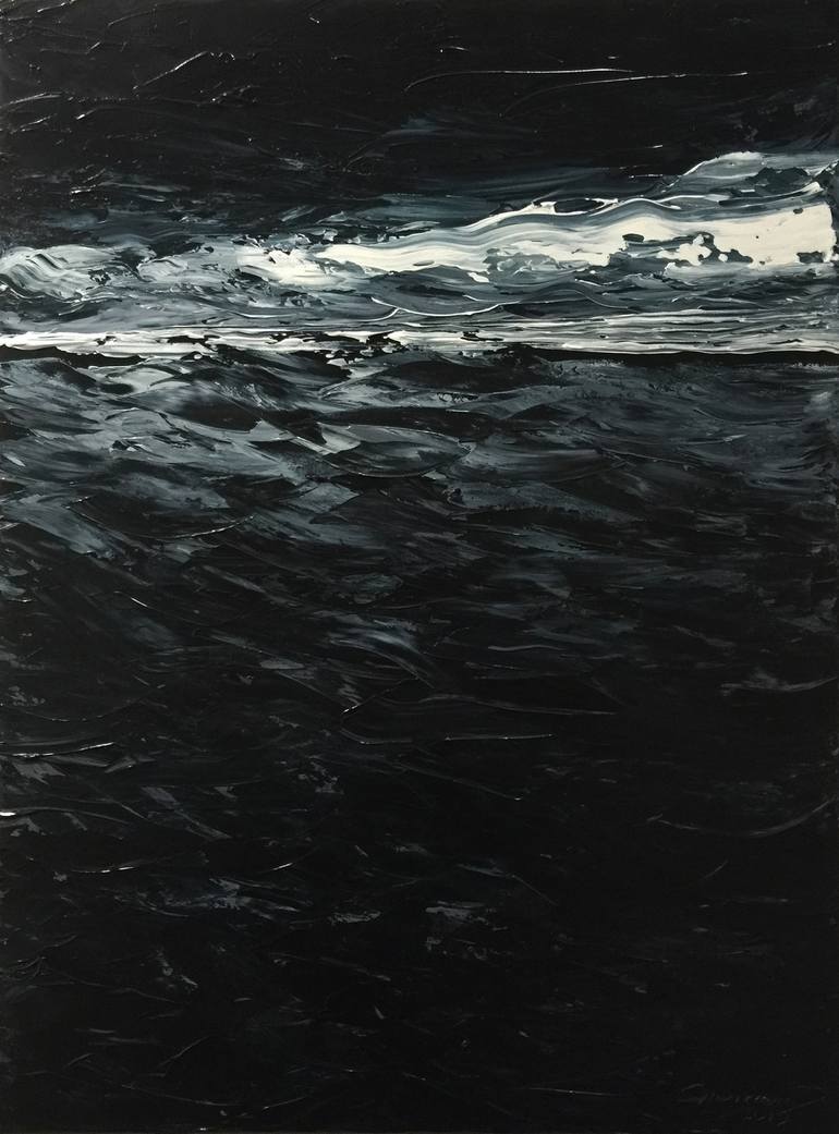 black and white ocean paintings