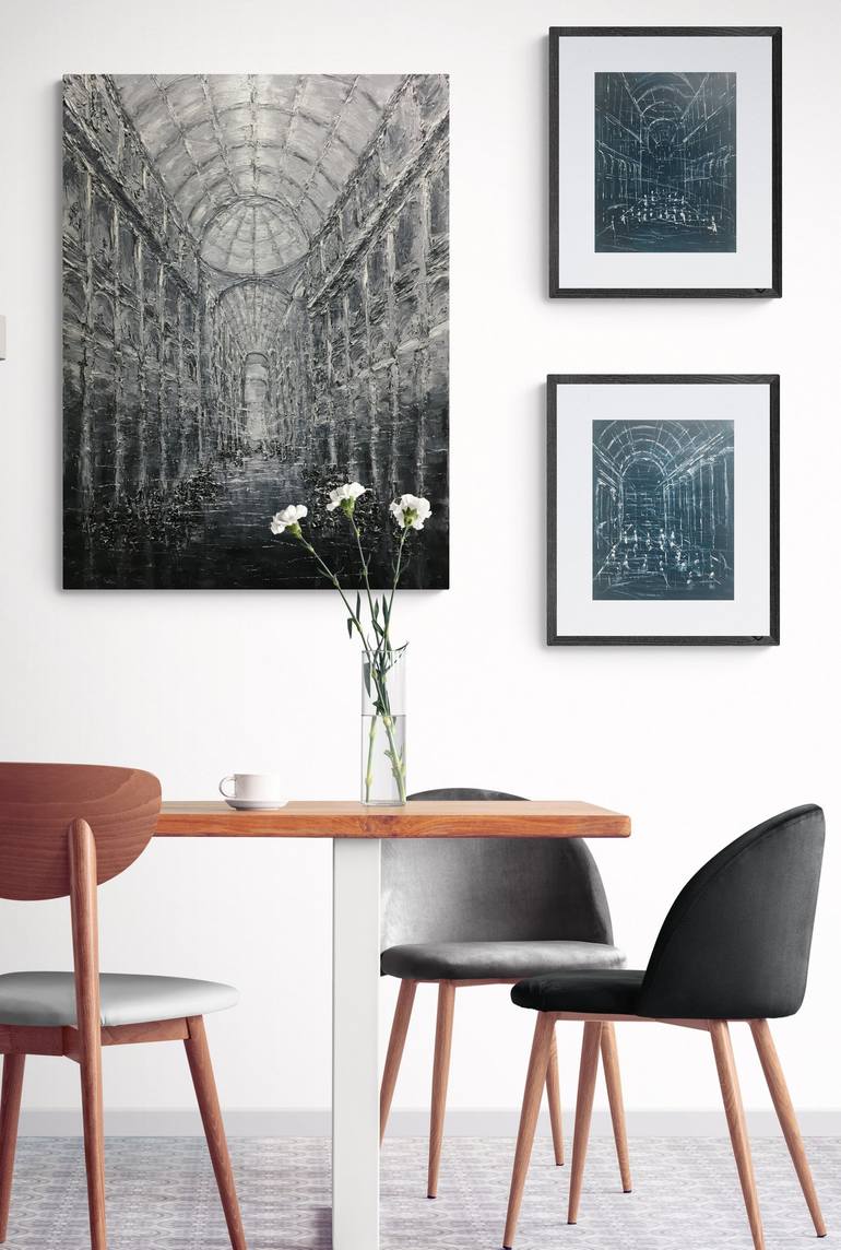 Original Abstract Architecture Painting by Gabriela Horikawa