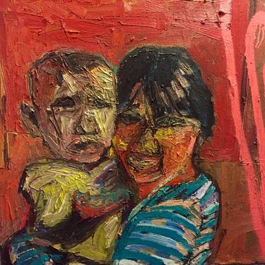 Auerbach-like Portrait of Mother and Child thumb
