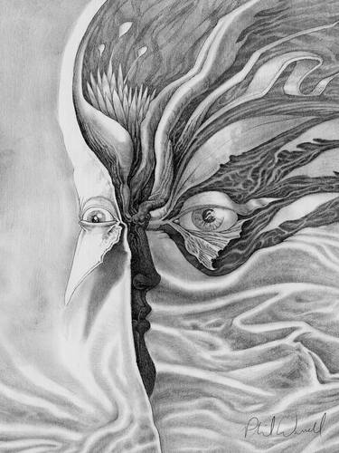 Original Surrealism Abstract Drawings by Phil Wassell
