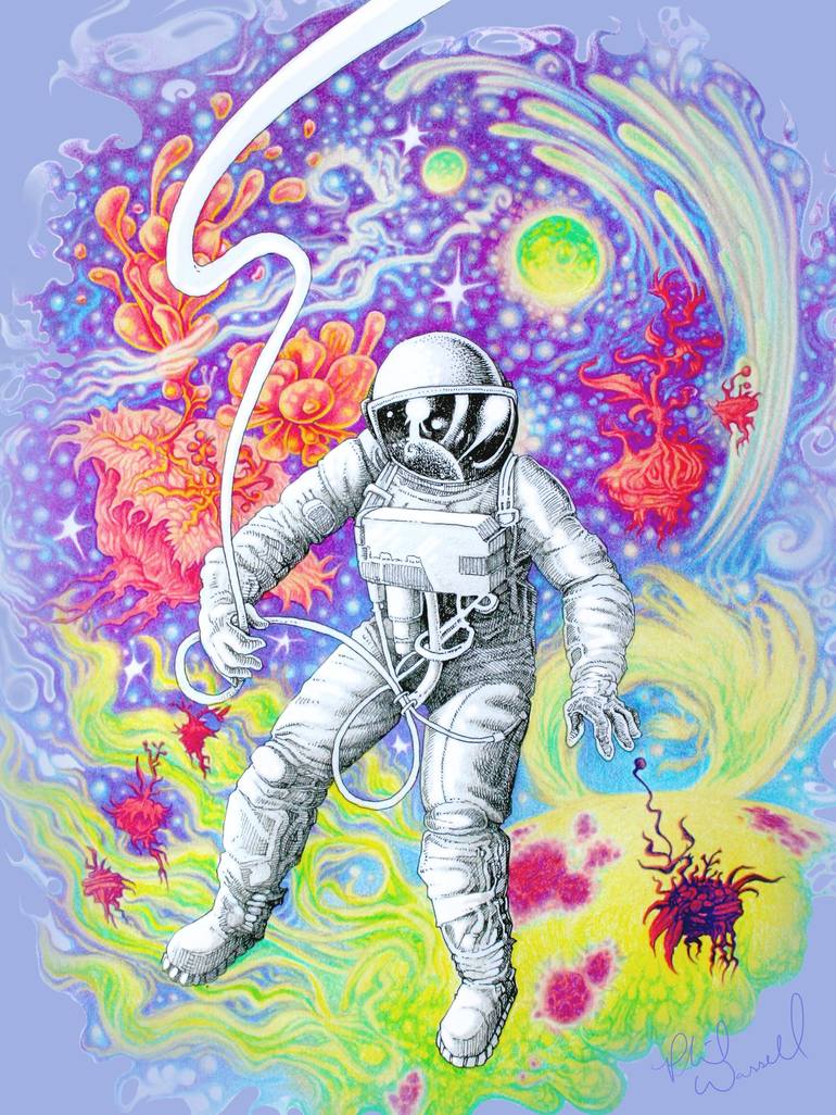 Surreal Art Spaceman Art Astronaut Colorful Art 