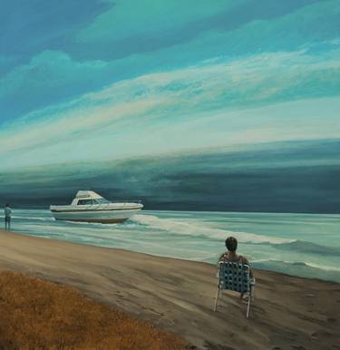 Original Figurative Beach Paintings by Richard Hutchins