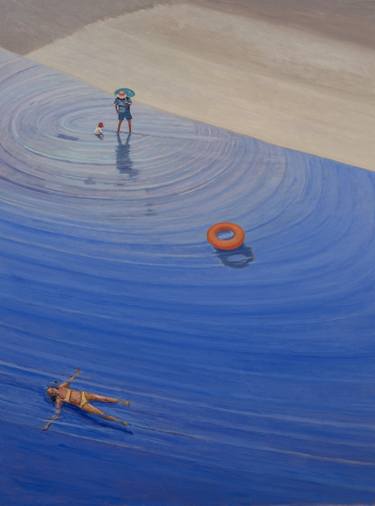 Original Figurative Beach Paintings by Richard Hutchins