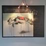 Acryl, spray paint and charcoal on wood pieces, already framed. Ready to hang.