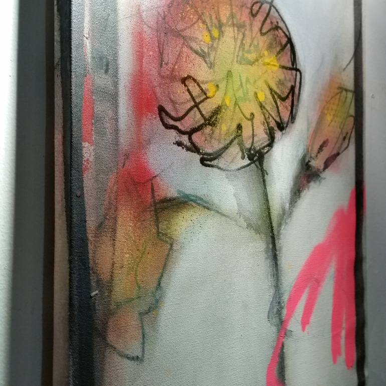 Original Street Art Floral Painting by Jérôme Rochette