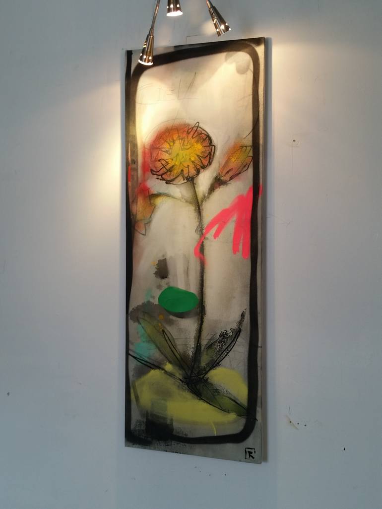 Original Street Art Floral Painting by Jérôme Rochette