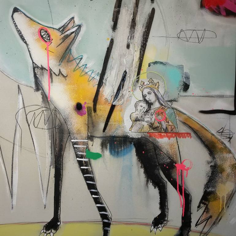 Original Street Art Animal Painting by Jérôme Rochette