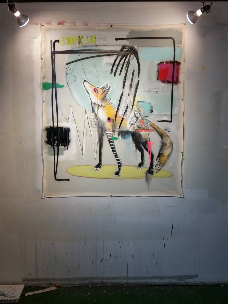 Original Street Art Animal Painting by Jérôme Rochette