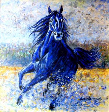 Galloping blue horse thumb