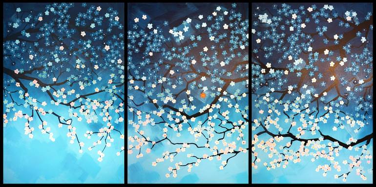 Cherry Blossom 4., 5., 6. Painting by Sarah I Avni | Saatchi Art Malta