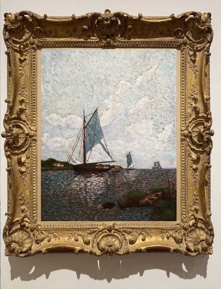 Original Impressionism Sailboat Painting by Arthur Isayan