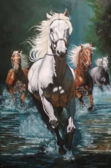 Original Figurative Horse Paintings by Arthur Isayan