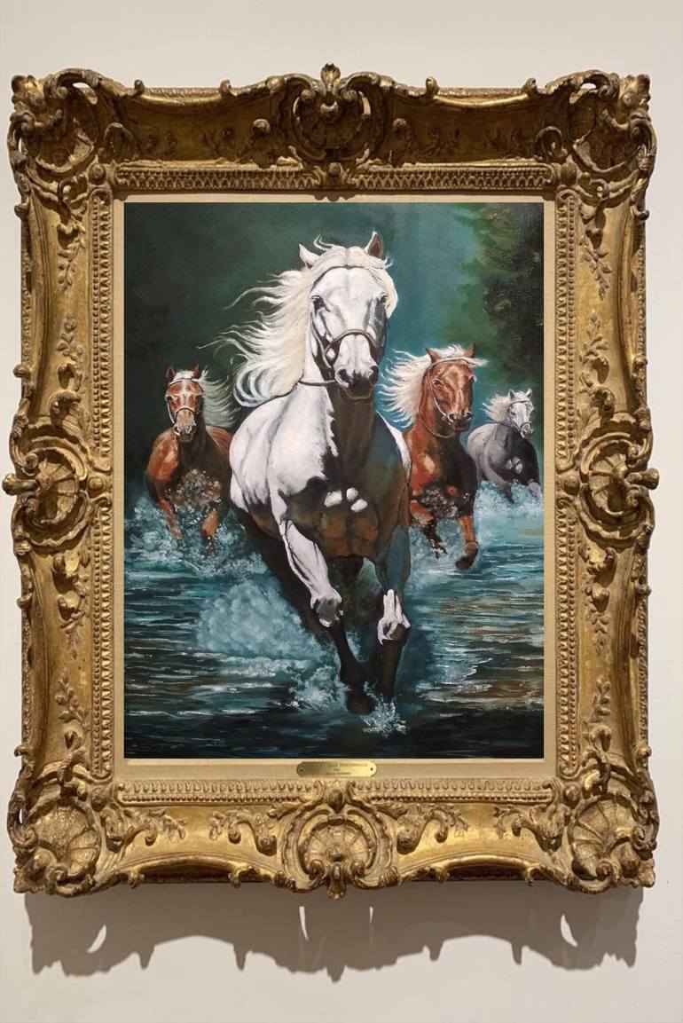 Original Figurative Horse Painting by Arthur Isayan